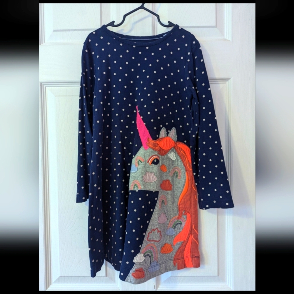 Mini Boden Unicorn Applique Tunic Dress
